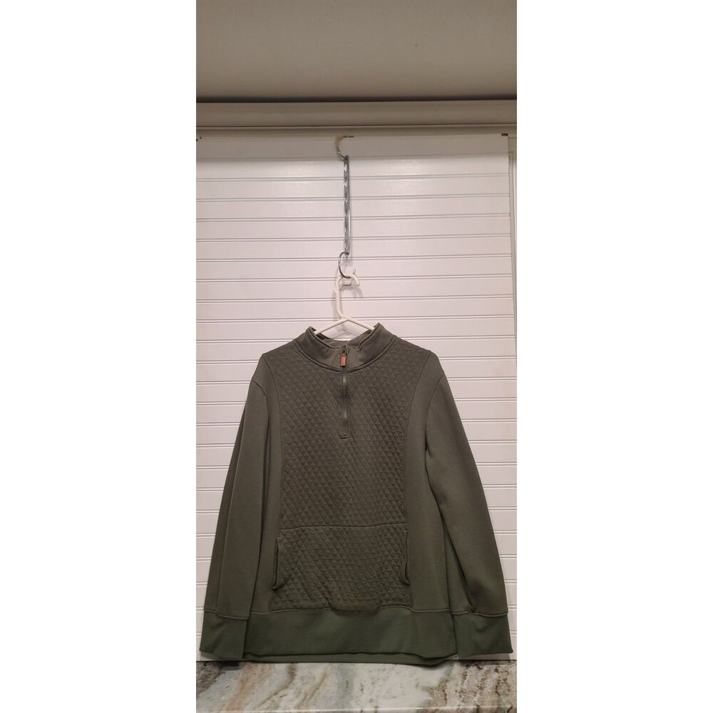 Serra Sweater Jacket Mens XL Green Pull Over 1/2 Zip Long Sleeve Pockets Quilted